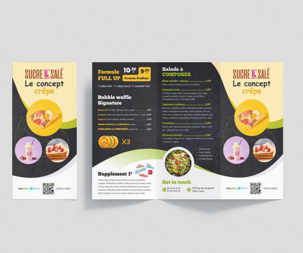 Restaurant Tri-Fold Menu Design for Sucre & Salé